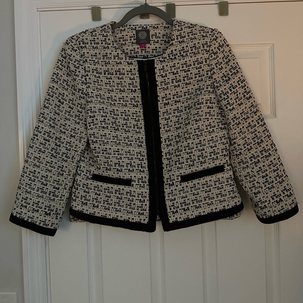 Vince Camuto Black and White Tweed Blazer